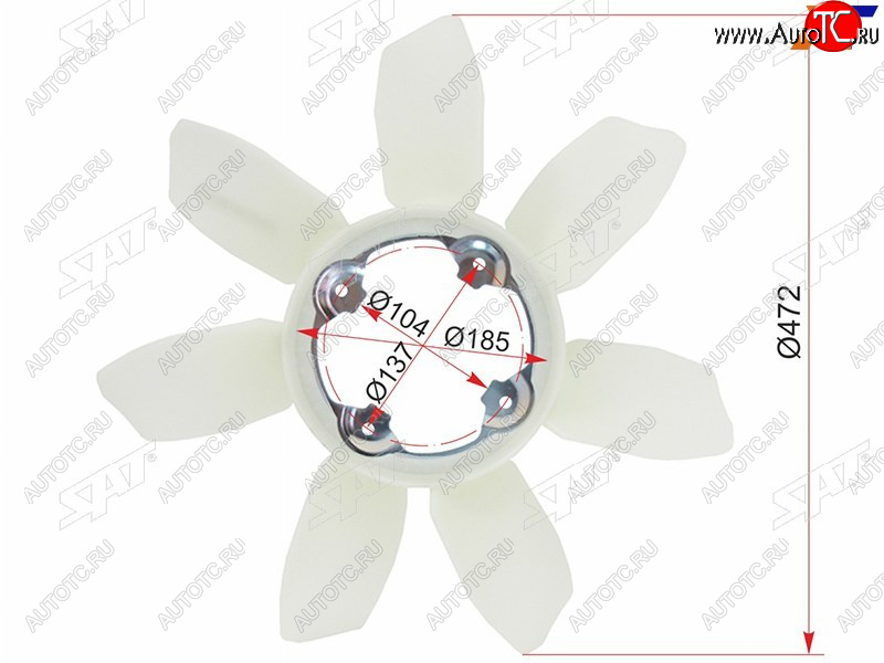 3 499 р. Крыльчатка вентилятора TOYOTA LAND CRUISER PRADO 120 SURFFJ CRUISER 5VZ1GR3RZ2TR 02-PRADO 150 SAT ST-16361-31060  с доставкой в г. Пермь