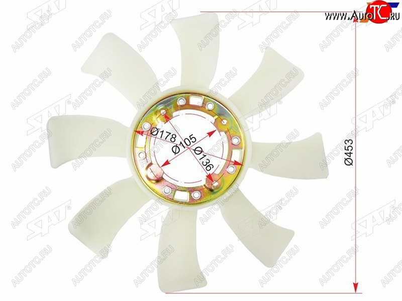 2 249 р. Крыльчатка вентилятора TOYOTA 1HZ,1HD#T SAT ST-16361-17010  с доставкой в г. Пермь