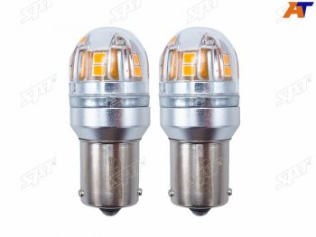 829 р. Лампа дополнительного освещения 12V PY21W 2.8W320LM  Canbus LED Оранжевая (Комплект 2 шт.) SAT ST-175-0066  с доставкой в г. Пермь. Увеличить фотографию 1
