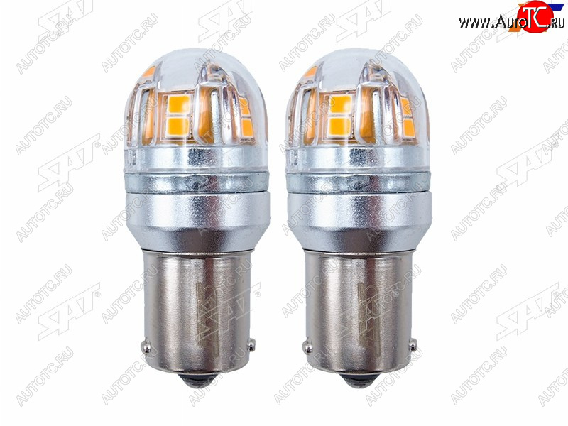 829 р. Лампа дополнительного освещения 12V PY21W 2.8W320LM  Canbus LED Оранжевая (Комплект 2 шт.) SAT ST-175-0066  с доставкой в г. Пермь