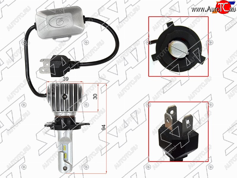 3 079 р. Комплект светодиодных ламп H4 20W3600LM LED SAT ST-175-0068  с доставкой в г. Пермь