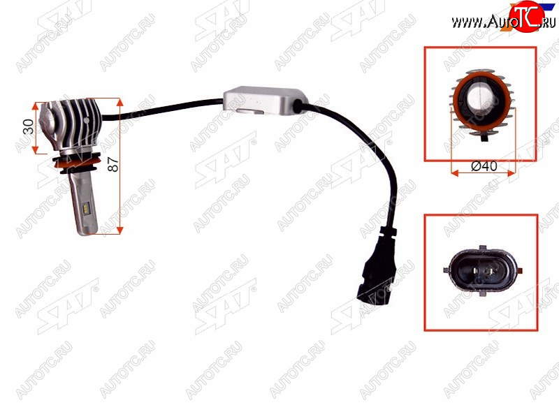 3 299 р. Комплект светодиодных ламп H8H11 20W1800LM Canbus LED SAT ST-175-0072  с доставкой в г. Пермь
