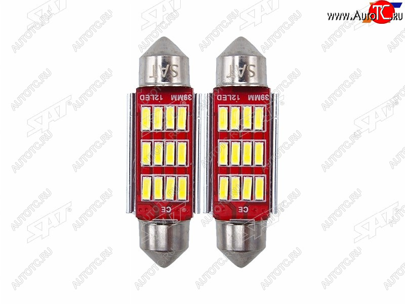 223 р. Лампа дополнительного освещения 12V C5W 9x39мм Canbus LED (Комплект 2 шт.) SAT ST-175-0077  с доставкой в г. Пермь