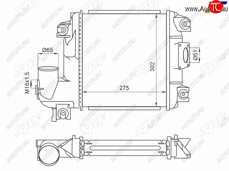 9 499 р. Интеркулер TOYOTA FORTUNER 10-HILUX 05- SAT ST-17940-0L060  с доставкой в г. Пермь