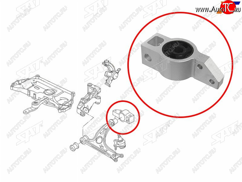 1 169 р. Сайлентблок Audi A3 03-13  Skoda Octavia 04-13  Volkswagen Golf 03-19  Jetta 05-10  Audi S3 08-1 SAT ST-1K0199232J  с доставкой в г. Пермь