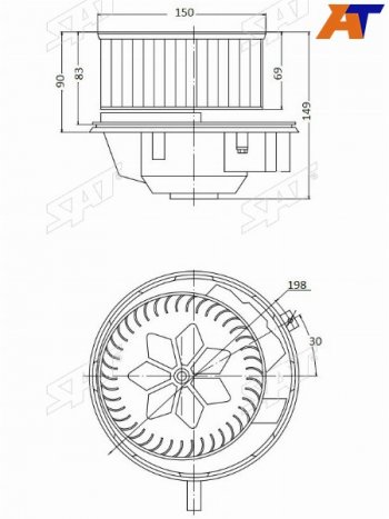 7 299 р. Мотор отопителя салона Audi A3 03-13  Q3 11-19  Skoda Octavia 04-13  Volkswagen Golf 03-19  Jett SAT ST-1K1820015L  с доставкой в г. Пермь. Увеличить фотографию 1