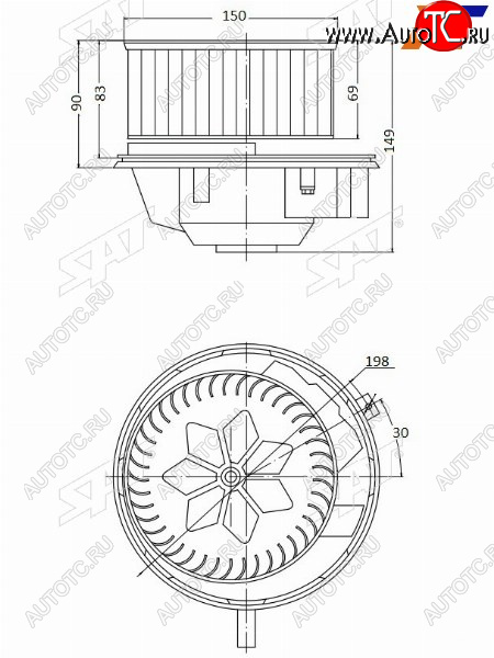 7 299 р. Мотор отопителя салона Audi A3 03-13  Q3 11-19  Skoda Octavia 04-13  Volkswagen Golf 03-19  Jett SAT ST-1K1820015L  с доставкой в г. Пермь