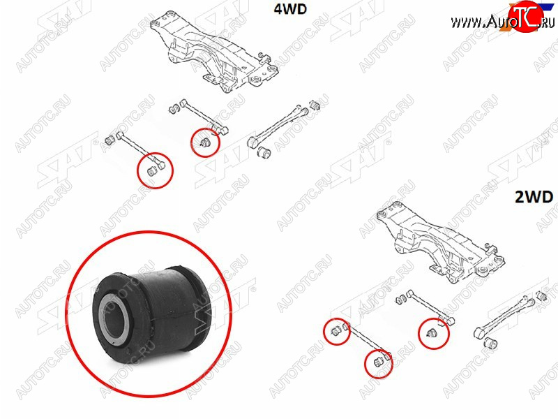 293 р. Сайлентблок Subaru Forester 97-08  Impreza 92-07  Legacy 89-98  Outback 94-99 SAT ST-20251-AA000  с доставкой в г. Пермь