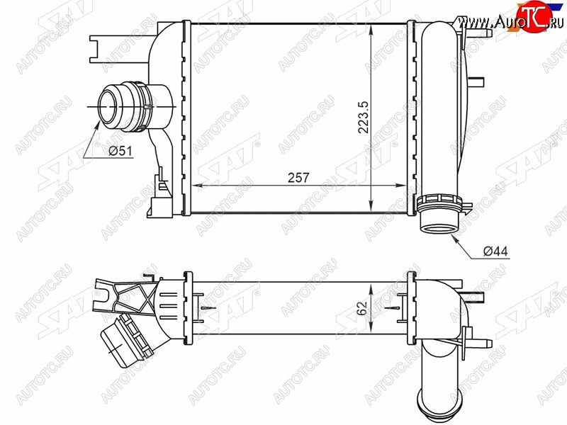 6 299 р. Интеркулер RENAULT DUSTER 1,5DARKANA 1,3 19- SAT ST-211-0015  с доставкой в г. Пермь