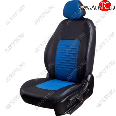9 449 р. Комплект чехлов для сидений, (РЗСиС 60/40 Илана+Орегон) ТУРИН Lord Autofashion Chevrolet Niva 2123 дорестайлинг (2002-2008) (черный, вставка синяя, строчка синяя)  с доставкой в г. Пермь