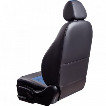 9 449 р. Комплект чехлов для сидений, (РЗСиС 60/40 Илана+Орегон) ТУРИН Lord Autofashion Chevrolet Niva 2123 дорестайлинг (2002-2008) (черный, вставка синяя, строчка синяя)  с доставкой в г. Пермь. Увеличить фотографию 3