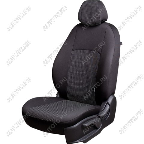 3 799 р. Комплект чехлов для сидений (1+2 мес. Жаккард) ДУБЛИН Lord Autofashion  CITROEN Jumper  290 (2014-2022), Fiat Ducato  290 (2014-2025), Peugeot Boxer  290 (2014-2025) (черный, вставка Ёж белый)  с доставкой в г. Пермь