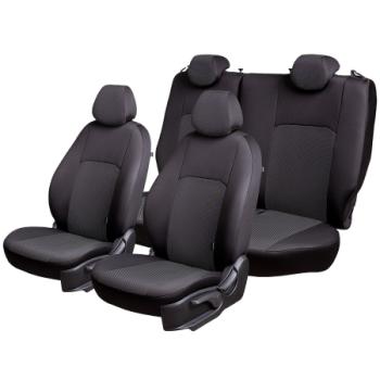3 799 р. Комплект чехлов для сидений (1+2 мес. Жаккард) ДУБЛИН Lord Autofashion  CITROEN Jumper  290 (2014-2022), Fiat Ducato  290 (2014-2025), Peugeot Boxer  290 (2014-2025) (черный, вставка Ёж белый)  с доставкой в г. Пермь. Увеличить фотографию 6