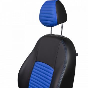 9 599 р. Комплект чехлов для сидений (к.Drive Active РЗСиС 60/40 3Г Илана+Орегон) ТУРИН-3 ст ЛАЙН Lord Autofashion  Лада Гранта FL ( 2191,  2190,  2194,  2192) (2018-2025) лифтбек, седан, универсал, хэтчбек (черный, вставка синяя, строчка синяя)  с доставкой в г. Пермь. Увеличить фотографию 4