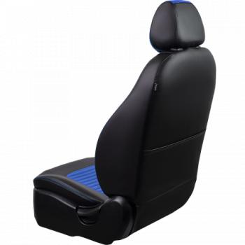 9 599 р. Комплект чехлов для сидений (к.Drive Active РЗСиС 60/40 3Г Илана+Орегон) ТУРИН-3 ст ЛАЙН Lord Autofashion  Лада Гранта FL ( 2191,  2190,  2194,  2192) (2018-2025) лифтбек, седан, универсал, хэтчбек (черный, вставка синяя, строчка синяя)  с доставкой в г. Пермь. Увеличить фотографию 2