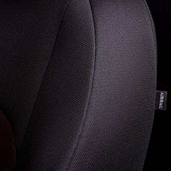 5 849 р. Комплект чехлов для сидений (5 мест, ЦЗС, 3П Жаккард) Дублин Lord Autofashion Лада Ларгус дорестайлинг R90 (2012-2021) (черный, вставка Ёж красная)  с доставкой в г. Пермь. Увеличить фотографию 3