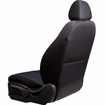 5 949 р. Комплект чехлов для сидений (РЗСиС 40/60 2Г Жаккард) Дублин Lord Autofashion Skoda Fabia Mk2 хэтчбэк дорестайлинг (2007-2010) (черный, вставка Ёж синяя)  с доставкой в г. Пермь. Увеличить фотографию 6