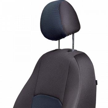 5 949 р. Комплект чехлов для сидений (РЗСиС 40/60 2Г Жаккард) Дублин Lord Autofashion Skoda Fabia Mk2 хэтчбэк дорестайлинг (2007-2010) (черный, вставка Ёж синяя)  с доставкой в г. Пермь. Увеличить фотографию 8