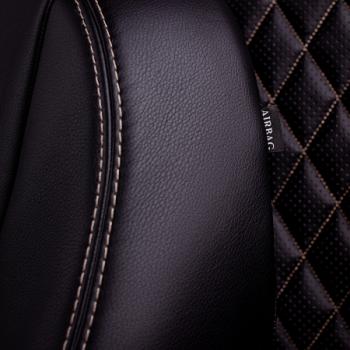 10 449 р. Комплект чехлов для сидений (к.Style Ambition РЗС 40/20/40П иС 60/40 3Г Илана+Орегон) ТУРИН ст РОМБ Lord Autofashion  Skoda Kodiaq  NU7 (2017-2021) дорестайлинг (черный, вставка черная+бежевая, строчка бежевая)  с доставкой в г. Пермь. Увеличить фотографию 8