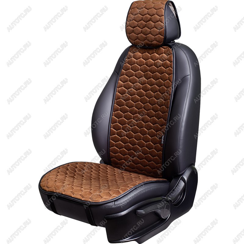 2 199 р. Накидка на сиденье (1 место Афины) МОНРО ст СОТА Lord Autofashion   (коричневый, строчка бежевая)  с доставкой в г. Пермь