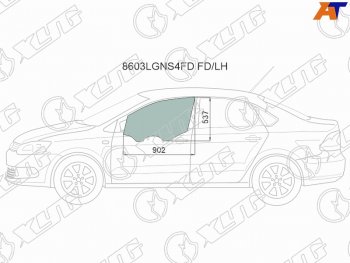 2 569 р. Стекло боковое опускное (Спереди Слева Цвет зеленый) Skoda Rapid 20-  Volkswagen Polo 09-20 XYG 8603LGNS4FD FD/LH  с доставкой в г. Пермь. Увеличить фотографию 1