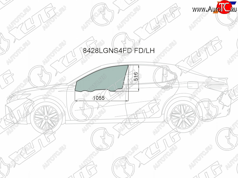 3 399 р. Стекло боковое опускное (Спереди Слева Цвет зеленый Крепления) Toyota Camry (XV70) 17-21  Camry XYG 8428LGNS4FD FD/LH  с доставкой в г. Пермь
