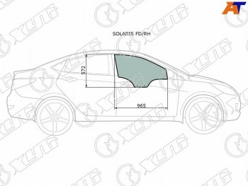 2 499 р. Стекло боковое опускное (Спереди Справа Цвет зеленый) Hyundai Solaris 10-17  Kia Rio 11-17  Hyun XYG SOLARIS FD/RH  с доставкой в г. Пермь. Увеличить фотографию 2