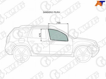 2 399 р. Стекло боковое опускное (Спереди Справа Цвет зеленый) Nissan Terrano 14-22  Renault Duster 10-21 XYG SANDERO FD/RH  с доставкой в г. Пермь. Увеличить фотографию 2