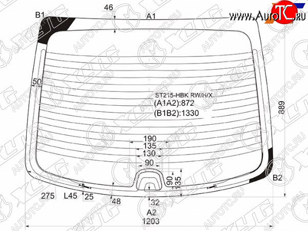 9 549 р. Стекло заднее (Цвет зеленый Обогрев) Toyota Avensis (T220) 97-03 XYG ST215-HBK RW/H/X  с доставкой в г. Пермь