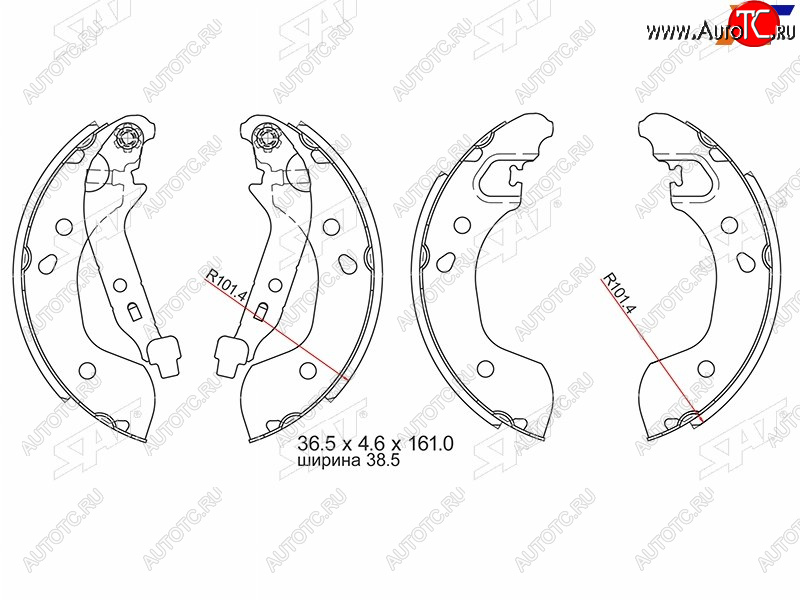 1 399 р. Колодки тормозные барабанные задние RH-LH SAT Nissan Note 1 E11 дорестайлинг (2004-2008)  с доставкой в г. Пермь