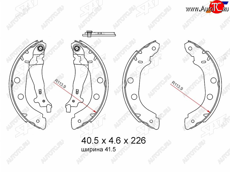 1 599 р. Колодки тормозные барабанные задние RH-LH SAT Renault Kangoo KC рестайлинг (2003-2007)  с доставкой в г. Пермь