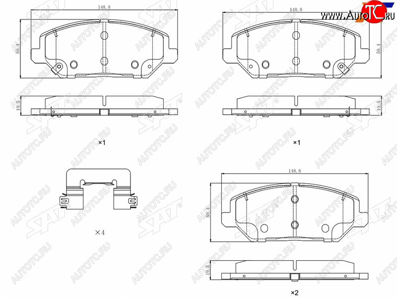 1 899 р. Колодки тормозные передние FR-FL SAT  Hyundai I30 3 PD хэтчбэк (2017-2020)  с доставкой в г. Пермь