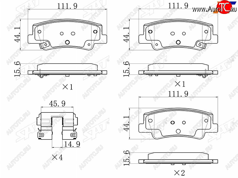 979 р. Колодки тормозные задние LH-RH SAT Hyundai Sonata DN8 (2019-2022)  с доставкой в г. Пермь
