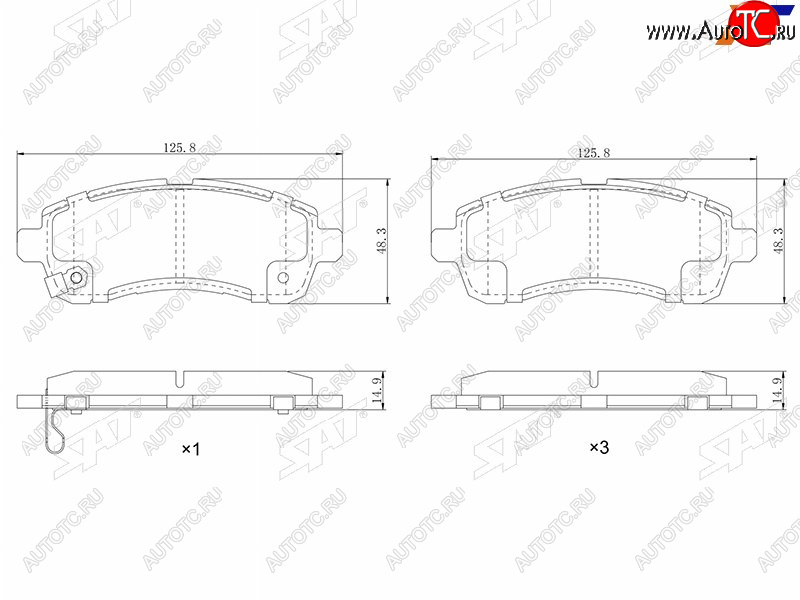 889 р. Колодки тормозные перед FL-FR SAT Mazda Demio 3 DE дорестайлинг (2007-2011)  с доставкой в г. Пермь