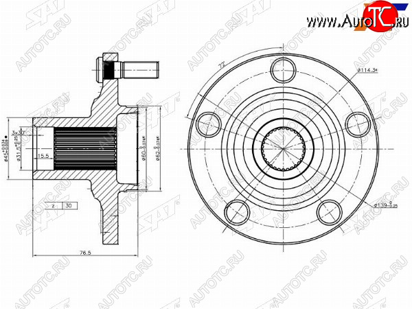 1 199 р. Ступица перед TOYOTA ALPHARDCAMRYHARRIER SAT ST-43502-28100  с доставкой в г. Пермь