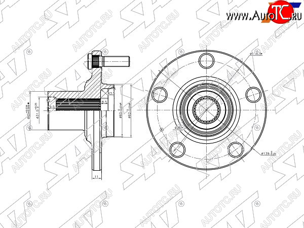 1 349 р. Ступица перед TOYOTA CAMRYHARRIERHIGHLANDERKLUFER 01- SAT ST-43502-28090  с доставкой в г. Пермь