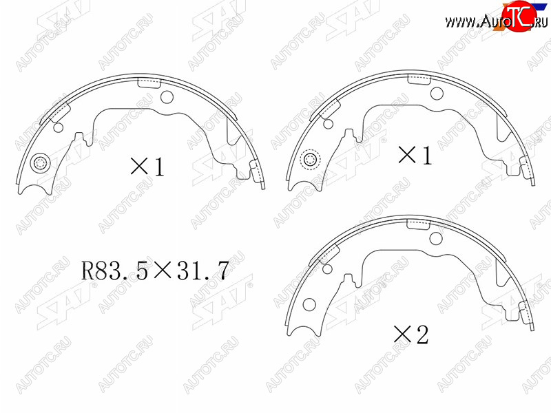 1 899 р. Колодки барабанные задние RH-LH SAT Mitsubishi ASX 3-ий рестайлинг (2019-2025)  с доставкой в г. Пермь