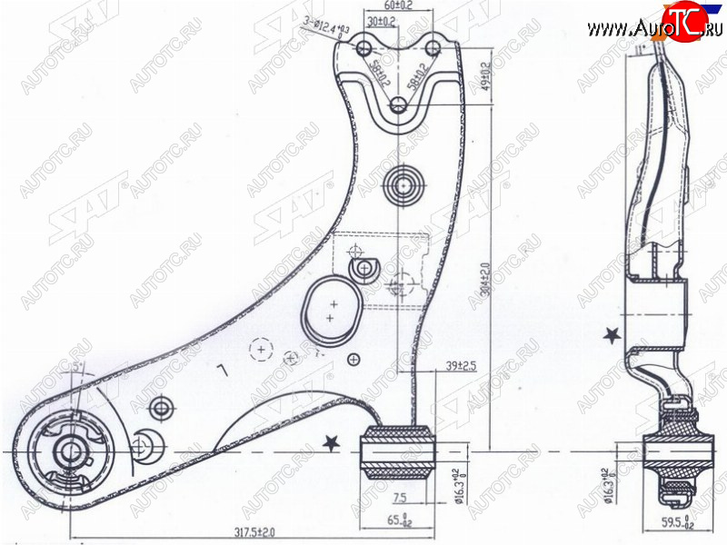 3 199 р. Рычаг нижний TOYOTA PRIUS 12-COROLLARUMIONMARK XAURISBLADESCIONZELASLEXUS HS250H 06- LH SAT ST-48069-12300  с доставкой в г. Пермь