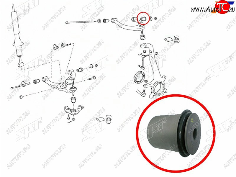 669 р. Сайлентблок Toyota Land Cruiser (J100) 98-07  Lexus LX 98-07  Toyota Land Cruiser Cygnus 98-07 (Св SAT ST-48632-60010  с доставкой в г. Пермь