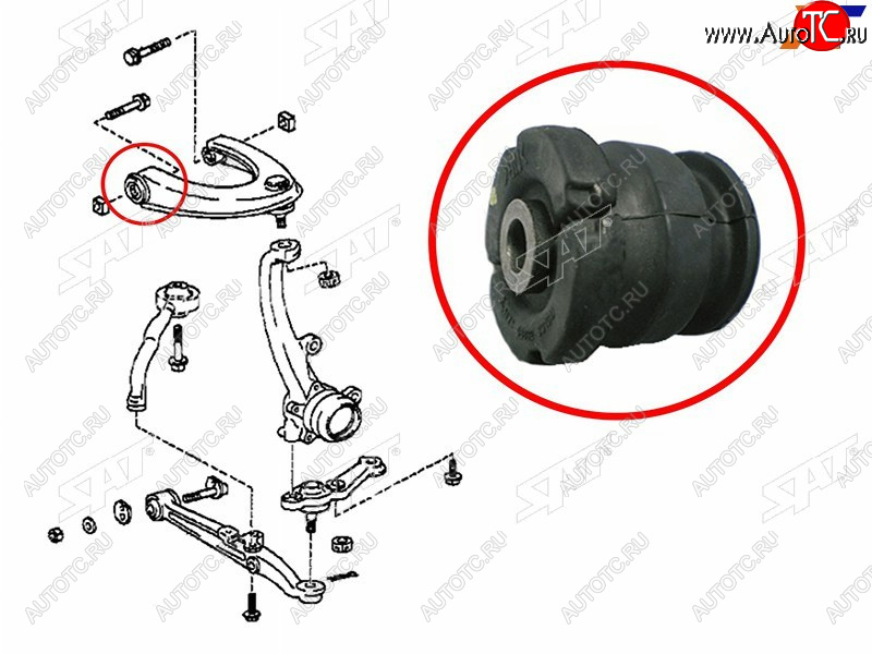 329 р. Сайлентблок Toyota Crown 95-07  Mark II (X90,X100,X110) 92-04  Lexus IS 98-05  Toyota Altezza 98- SAT ST-48632-30100  с доставкой в г. Пермь