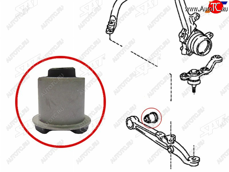 529 р. Сайлентблок Toyota Crown 95-07  Mark II (X90,X100,X110) 92-04  Lexus IS 98-05  Toyota Altezza 98- SAT ST-48654-30070  с доставкой в г. Пермь