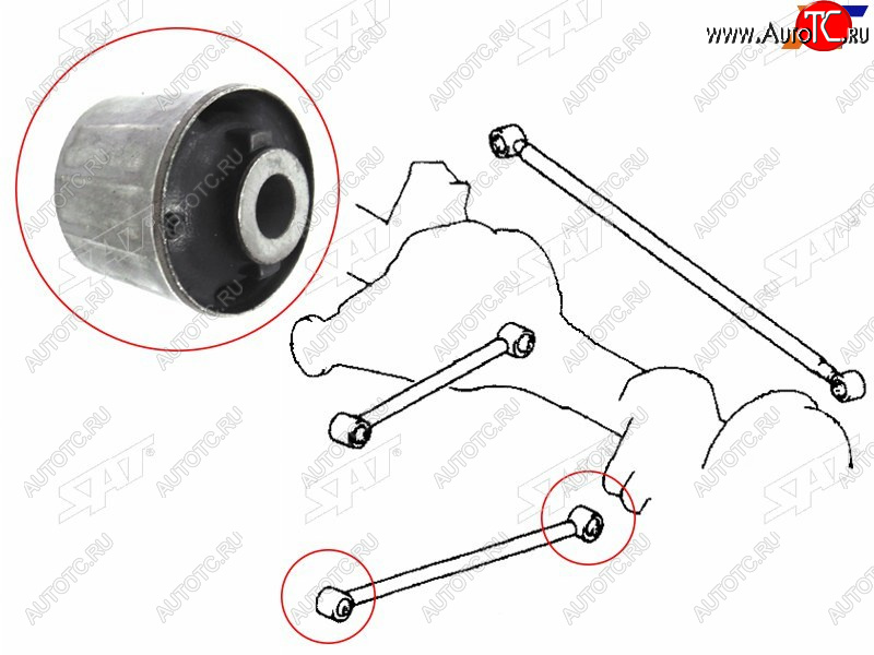 479 р. Сайлентблок Toyota Land Cruiser (J100) 98-07  Lexus LX 98-07  Toyota Land Cruiser Cygnus 98-07 (За SAT ST-48702-60100  с доставкой в г. Пермь
