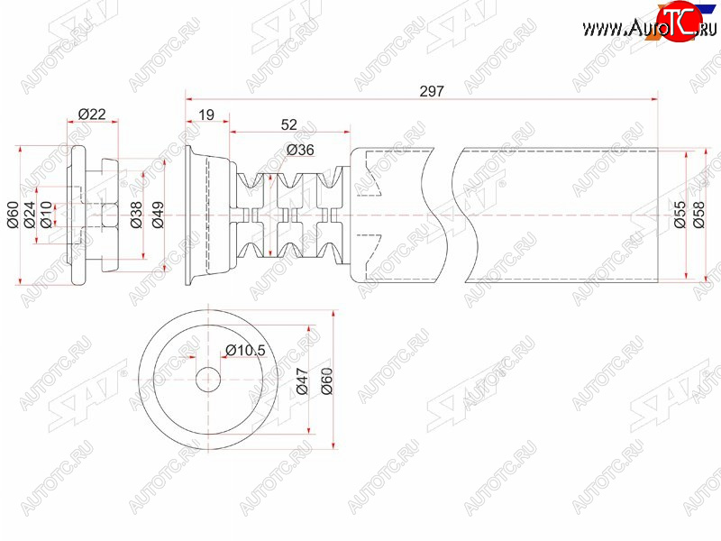 669 р. Пыльник стойки Ford Focus 04-11  Toyota Vitz 99-05  Geely MK Cross 11-16  Toyota bB 00-05  Echo SAT ST-48750-52010  с доставкой в г. Пермь
