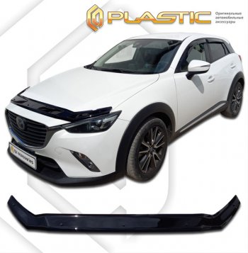 2 099 р. Дефлектор капота CA-Plastic Mazda CX-3 DK дорестайлинг (2014-2018) (серия Сlassic черный, без надписи)  с доставкой в г. Пермь. Увеличить фотографию 2