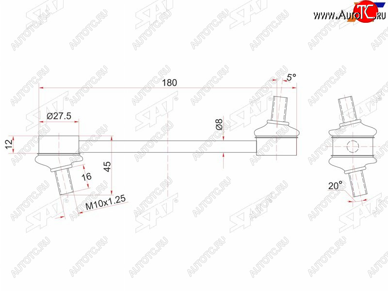 499 р. Тяга стабилизатора заднего TOYOTA CorollaSprinter 4WD SAT ST-48830-12050  с доставкой в г. Пермь