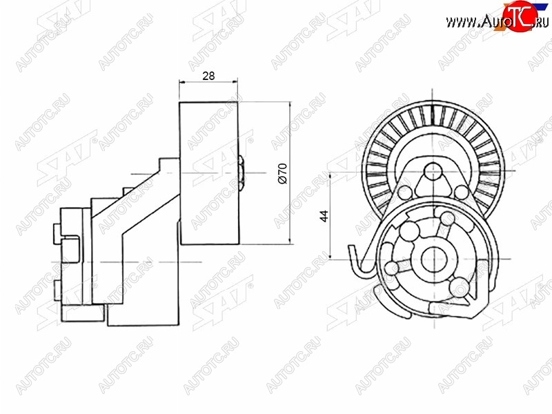 1 639 р. Натяжитель приводного ремня FIAT DUCATOIVECO DAILY 2,3 02- SAT ST-504086751  с доставкой в г. Пермь