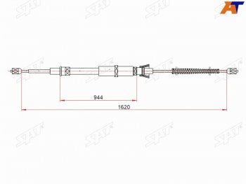 Трос ручного тормоза RH-LH SAT Skoda Octavia A5 дорестайлинг универсал (2004-2008) (барабанные тормоза)