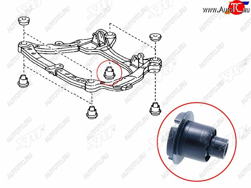 959 р. Сайлентблок Toyota Camry (XV40,XV50) 06-21  Lexus ES 12-18  Toyota Avalon 04-12  Camry UAEUSA 06 SAT ST-52215-33090  с доставкой в г. Пермь