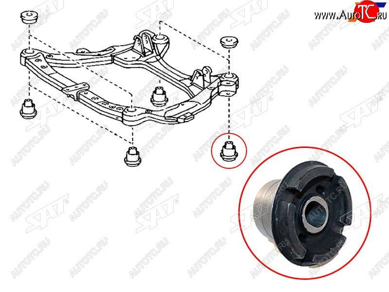 879 р. Сайлентблок Toyota Camry (XV30) 01-06  Harrier (XU30) 03-13  Daihatsu Altis 01-05  Lexus ES 03-06 SAT ST-52217-28010  с доставкой в г. Пермь
