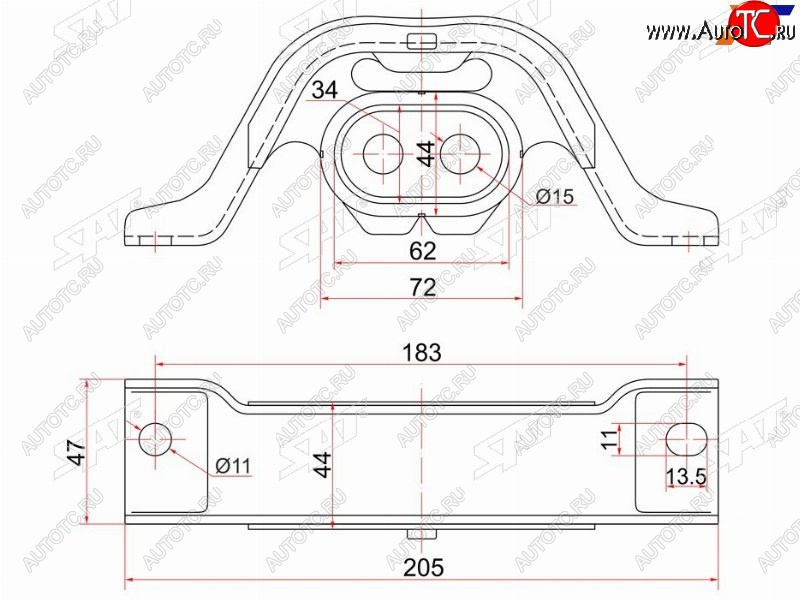 1 499 р. Подушка заднего дифференциала TOYOTA COROLLA 91-02SPACIO 97-00SPRINTER 91-02 SAT ST-52291-12010  с доставкой в г. Пермь